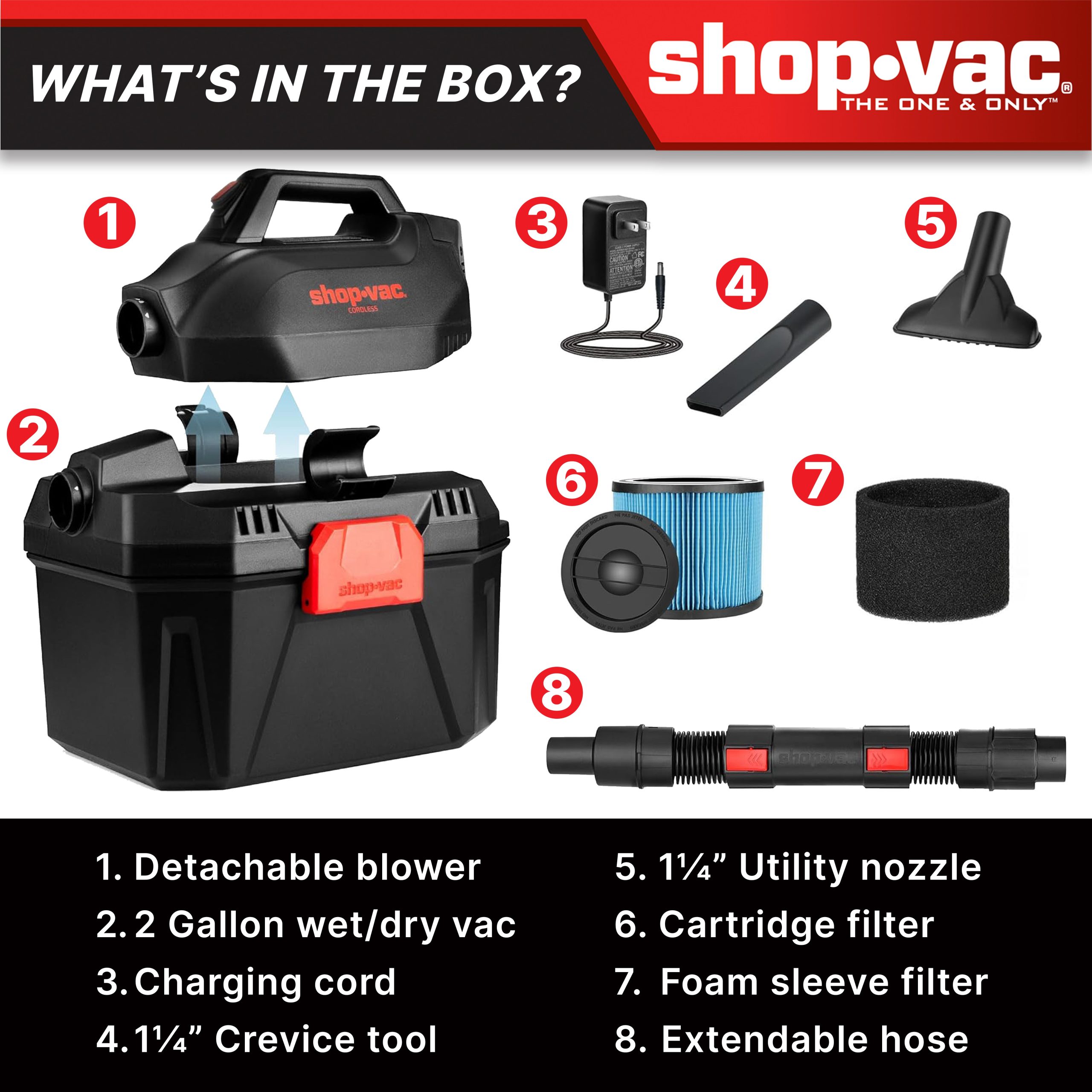 Shop-Vac® 2 Gallon 20V Cordless Wet/Dry Vacuum - Image 4