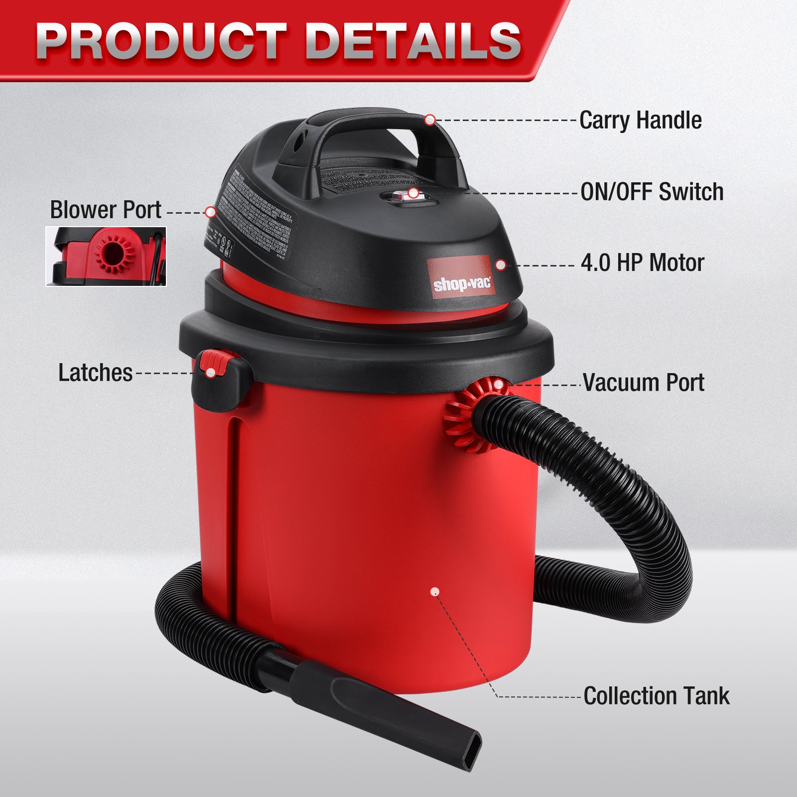 Shop-Vac® 4 Gallon 4.0 Peak HP Wet/Dry Vac - Image 5