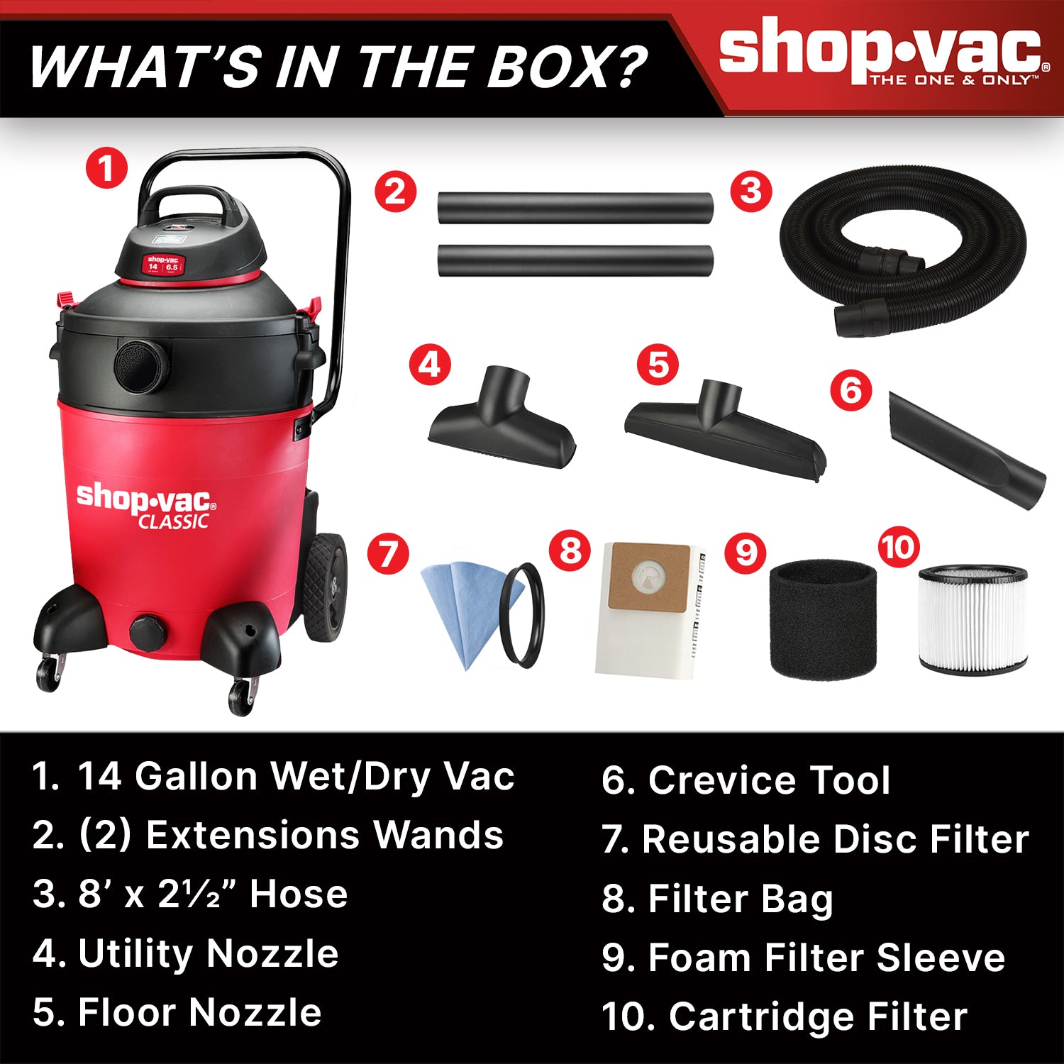 Shop-Vac® 14 Gallon 6.5 Peak HP Wet/Dry Vacuum - Image 3